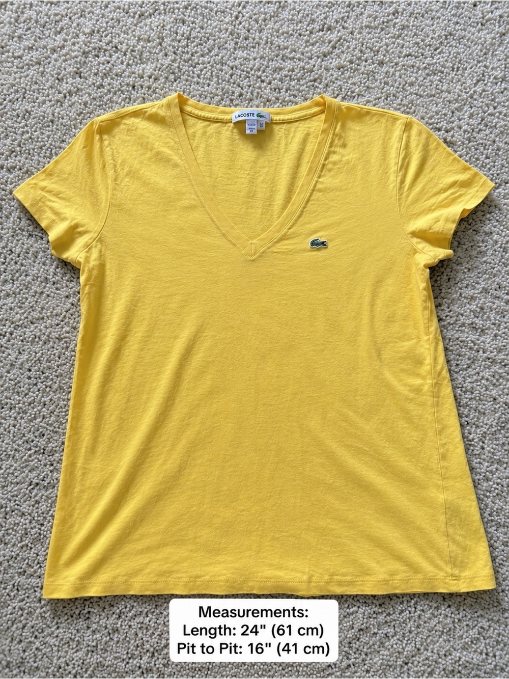 Lacoste Women’s V-Neck T-Shirt Lot of 3 Pink Yellow Red Cotton Size 38 - Picture 6 of 7
